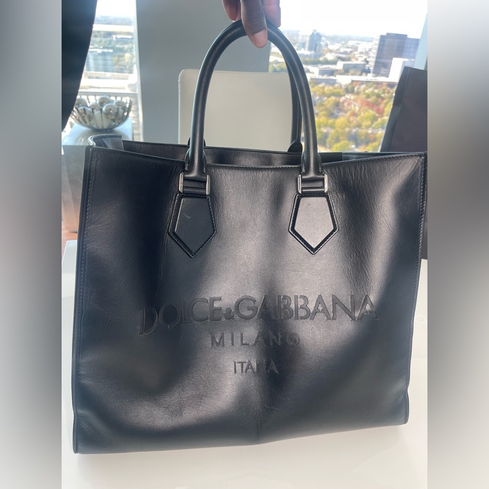 Dolce & Gabbana Calfskin Napa Edge Shopper w/ Logo tote bag